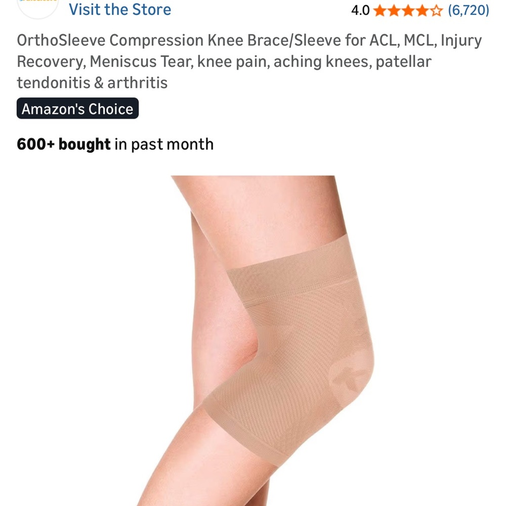 Beige Compression Knee Sleeve